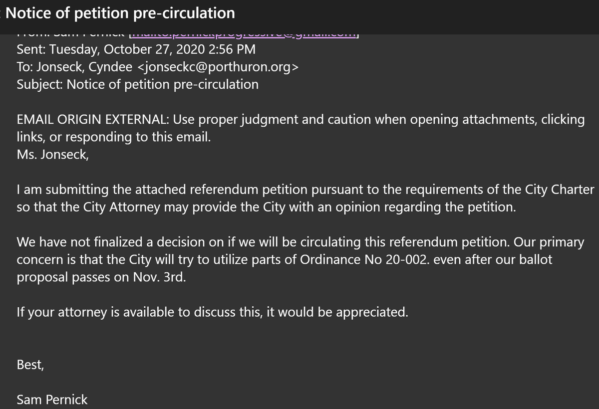 What we haven't reported are the full machinations of an entity that's been faceless with plans still unfolding. 1. On court action, their lawyer couldn't talk to us. 2. Currently, they're considering action to repeal city's current MJ ordinance even if theirs passes today.