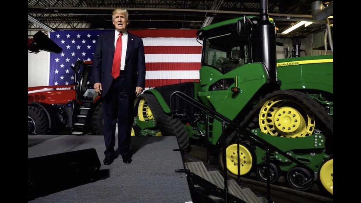 fama_il's tweet photo. Keep America great!!!!! It was a great gathering at our shop in Pana last night thanks everyone for coming out. Also thanks to @johndeere for bringing the RX out. Case IH sent a quad this way but it lost a boogie wheel on the way here. https://t.co/PWVmHAJDyk