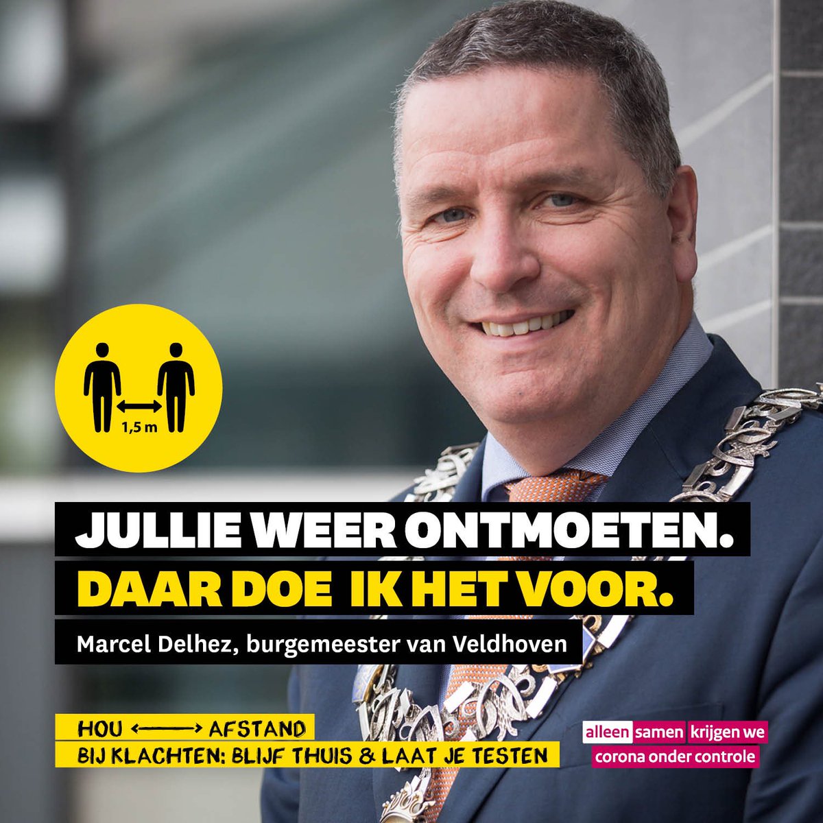 Als Veldhovens college sluiten we aan bij de landelijke campagne "Daar doe ik het voor".  Alleen samen  krijgen we Corona onder controle. Waar doe jij het voor?