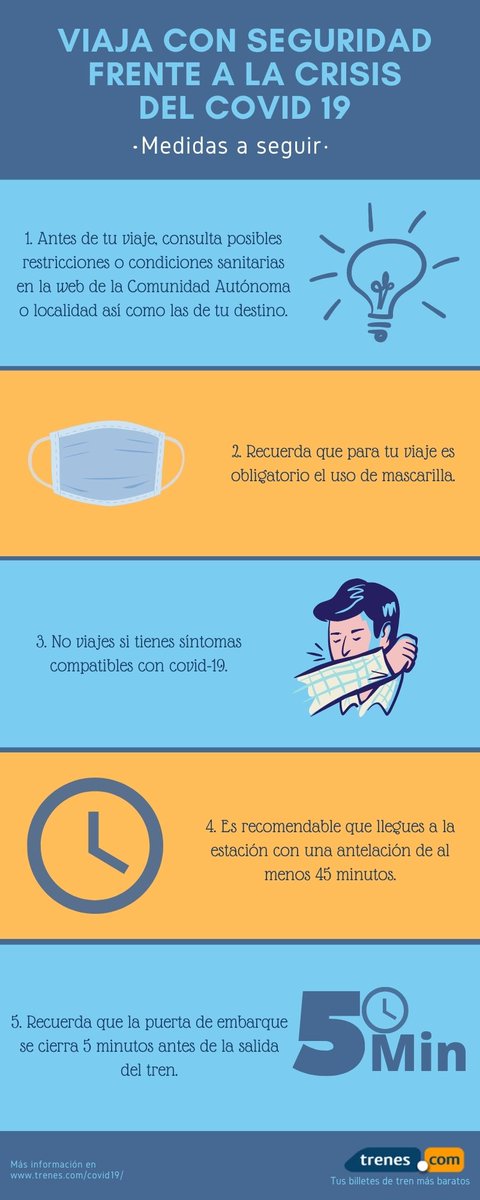Medidas a Seguir para viajar con seguridad frente a la crisis del Covid-19😷

Te facilitamos más información en el siguiente enlace: 👇
trenes.com/covid19/

Pero sobre todo, no te olvides de disfrutar de tu viaje🙂
