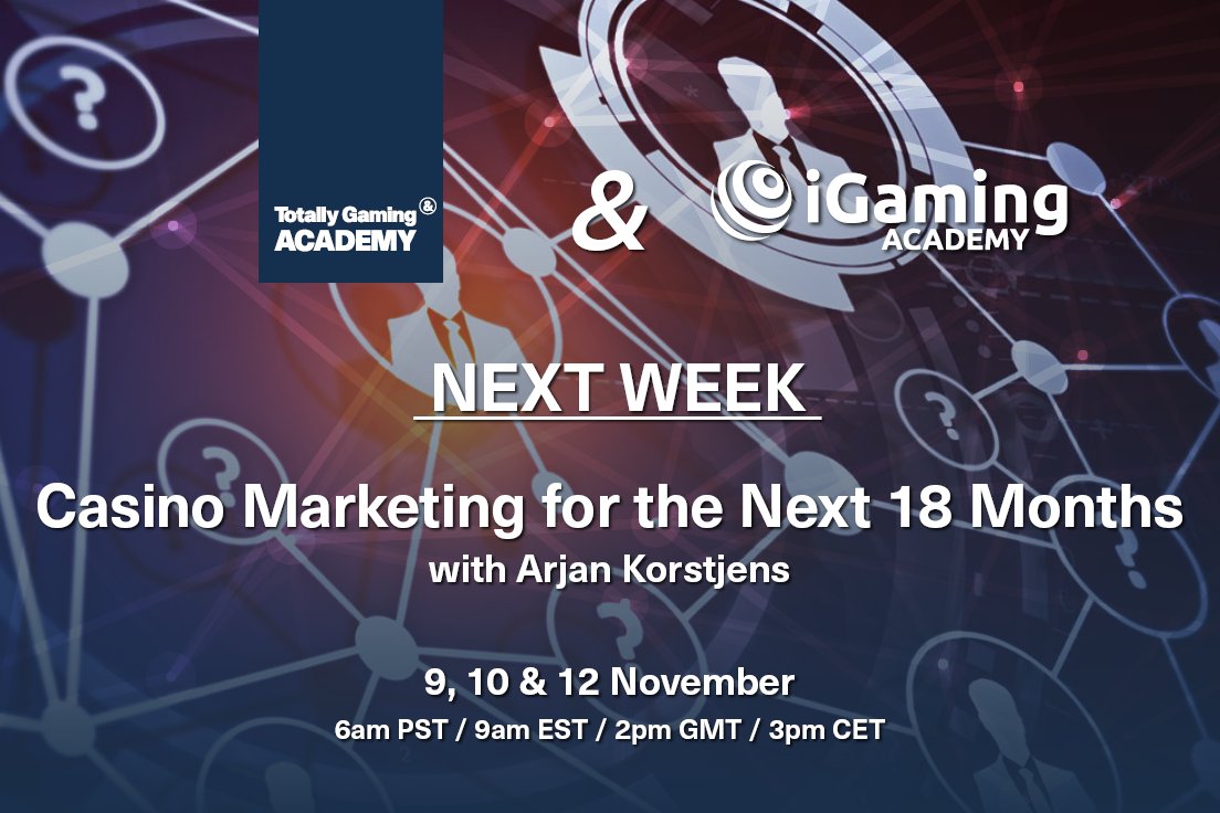 Not long now until the next #casinomarketing course with Arjan Korstjens!

This one starts Next Monday so don't miss out and book your place now: bit.ly/3mSJQXV

#casinos #gamingindustry #training
