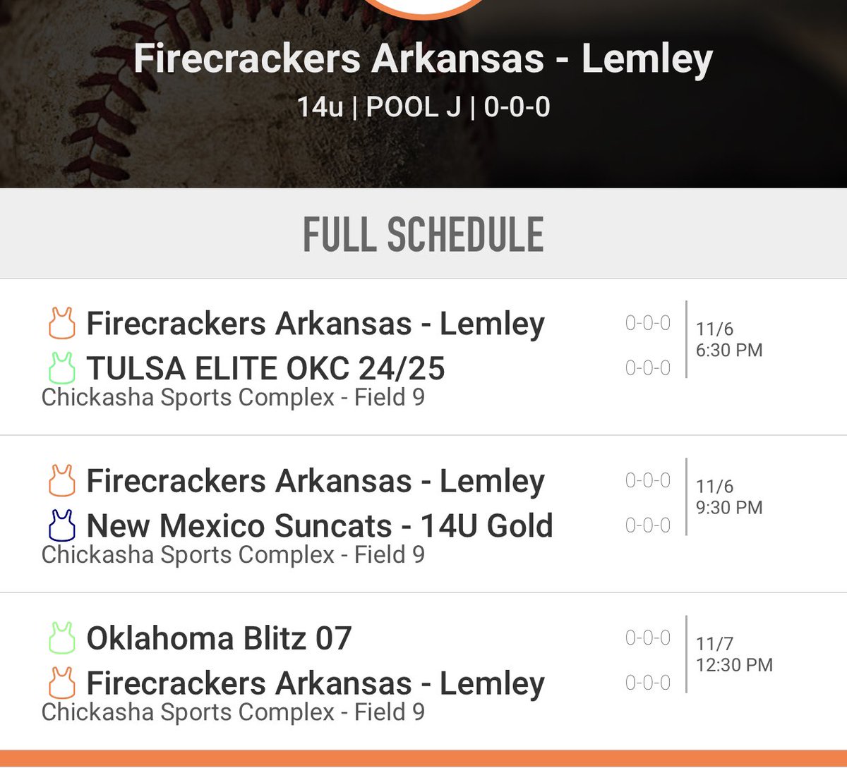 CRLemley's tweet photo. Top Club National pool play schedule for this weekend Nov. 6-8 @ Chickasha (OKC) : games will be streamed live at https://t.co/AqUXfnWeTz #firecrackersoftball https://t.co/pZ5VNju7Sl