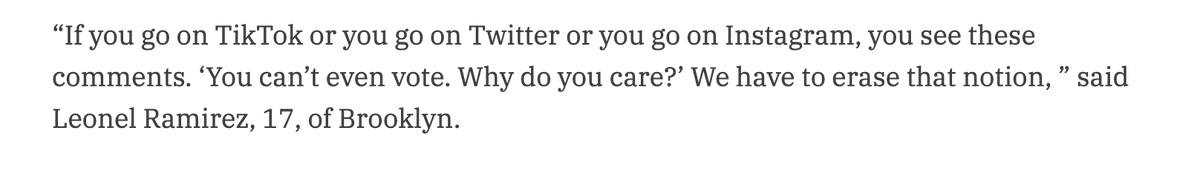 And I love this collection from  @GabiBirkner and  @sarahdarv on the issues driving NYC youth to  #GetOutTheVote.  https://www.chalkbeat.org/2020/11/2/21547048/why-this-election-matters-to-teens