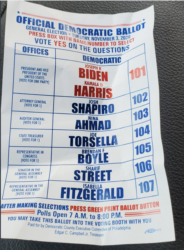 ScubaTampa's tweet photo. @willchamberlain Cause  these are being passed out inside.  #PhillyFraud #DemocratCheaters Monitor these polling stations! @catturd2 @realDonaldTrump https://t.co/MVRsWcJu1W