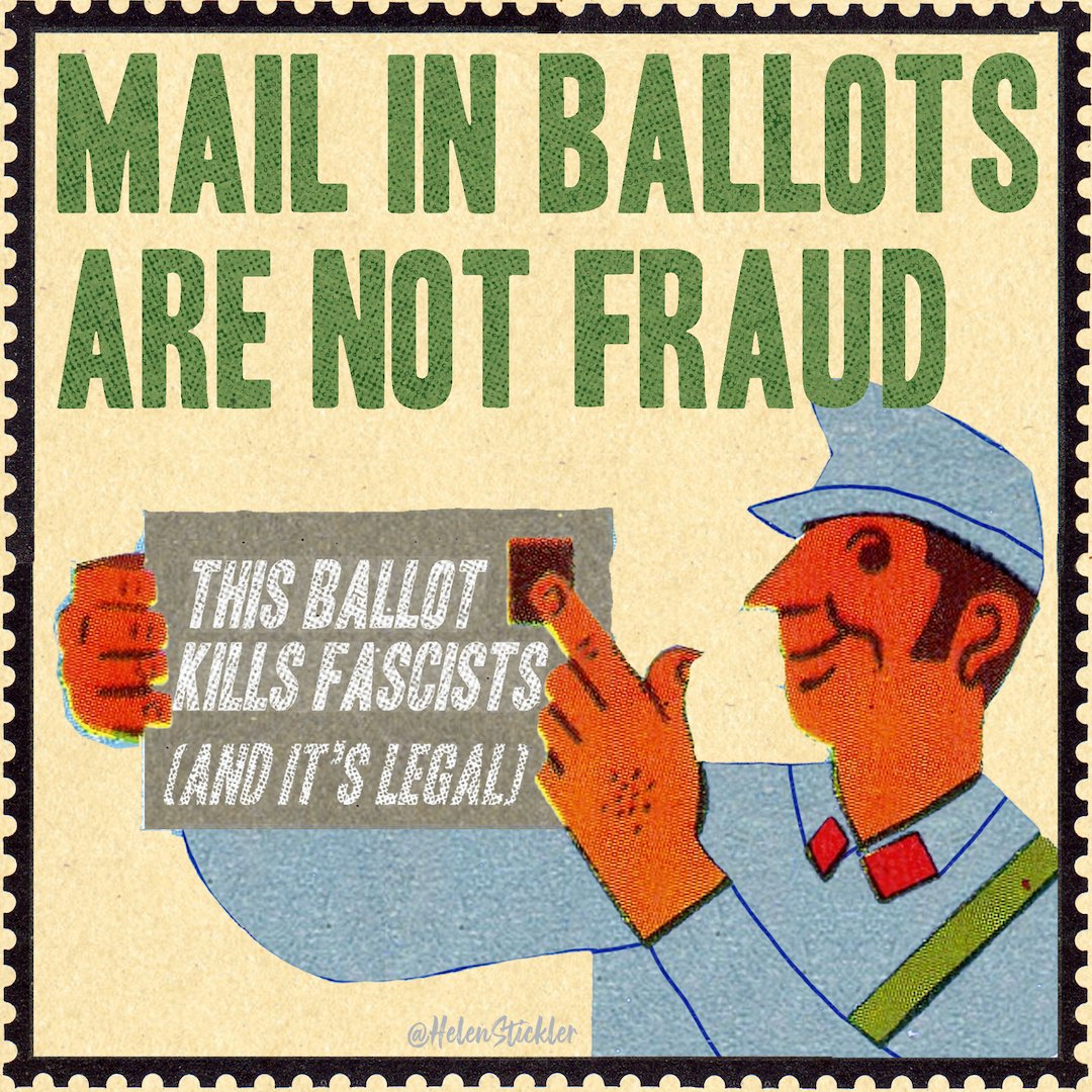 1000hrofoutrage's tweet photo. US intelligence officials say there's no evidence to back up Trump's claims about threats to mail-in voting.

This Ballot Kills Fascists by Helen Stickler TW: @helenStickler IG: @helen_stickler
  
Outrage 988 of 1000 #1000hoursofoutrage

https://t.co/c2vizqggsG https://t.co/KPxezcr8If