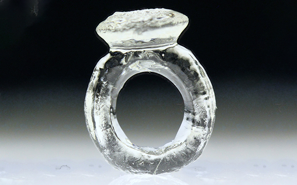 AdvPortfolio's tweet photo. This 15mm ring was fabricated through a new 3D-printing method where a projection of the object is cast in UV light on a bulk liquid resin and cured into a solid @Livermore_Lab #ScienceInPictures
Learn about the science and view more images here: https://t.co/25QhikEaVc https://t.co/S822GHAqHx