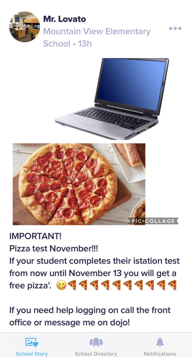 RRramsAD's tweet photo. Take a test November!! Get your istation test done from now until November 15 and you get a pizza!!  🍕🍕🍕🍕🍕🍕#pizza #pizza https://t.co/DnBLkft9VN