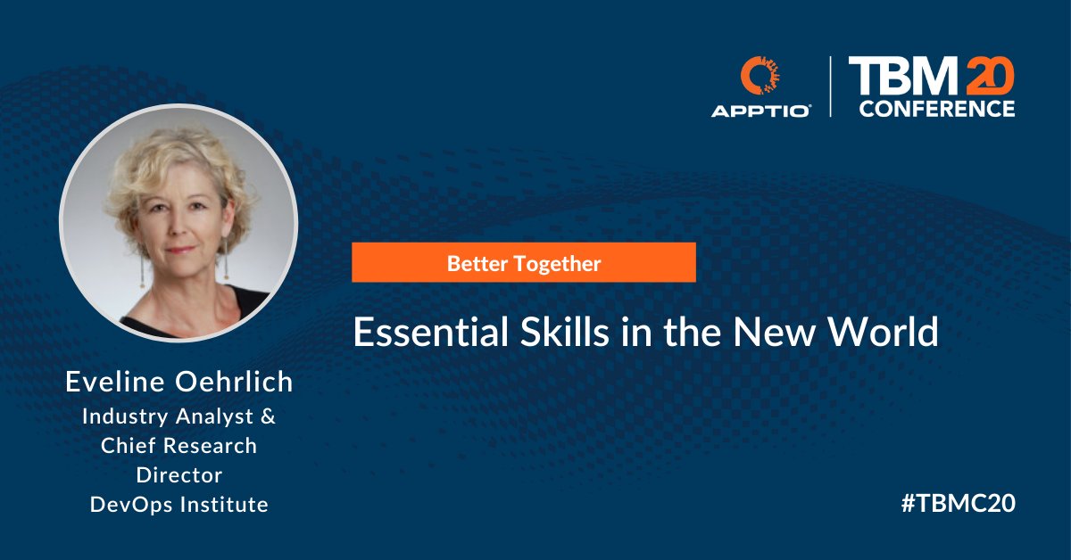 Apptio's tweet photo. Less than a week left until #TBMC20! #HumansOfDevOps — don't miss @DEVOPSINST’s @eoerlich sessoion about the human skills that are essential for #DevOps professionals. #UpskillingDevOps https://t.co/CpbMgyaOsX