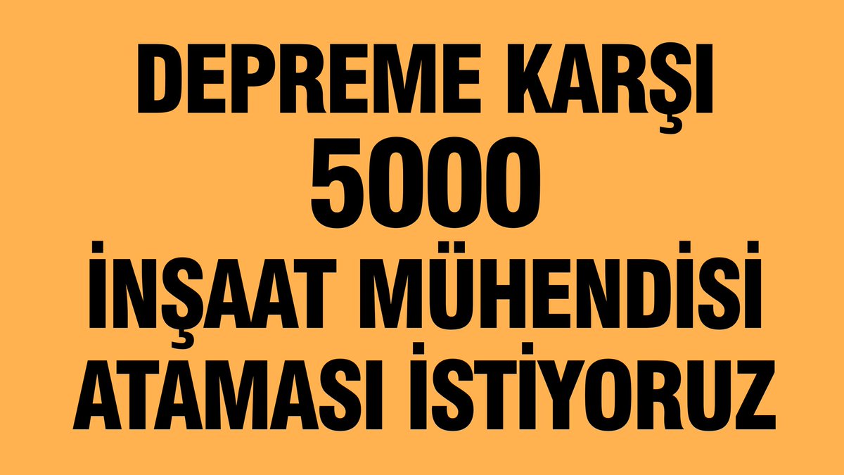 Komşun olan marketin kolonu  kafasına göre kesmemesi için; 
araçlarda olduğu gibi yapılarda da belirli aralıklarla muayene sisteminin getirilmesi fikri sizce de çok mantıklı değil mi ? 
İnşaat Mühendisleri gereken yetki ve sorumluluğu almaya hazır!

#DepremeKarsi5000İnsaatMuh