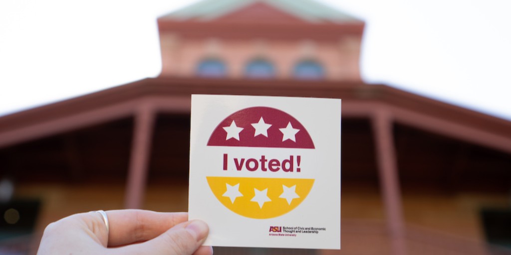 ASU_SCETL's tweet photo. It's #ElectionDay! If you're on Tempe campus, be sure to stop by our office in Coor to grab an #IVoted sticker and tag us in your Election Day photos! 🇺🇸 

If you haven't voted yet, here are the polling locations on or near @ASU campuses: https://t.co/ah1DEfqVvi

#SunDevilsVote https://t.co/WFsRHUX5QD