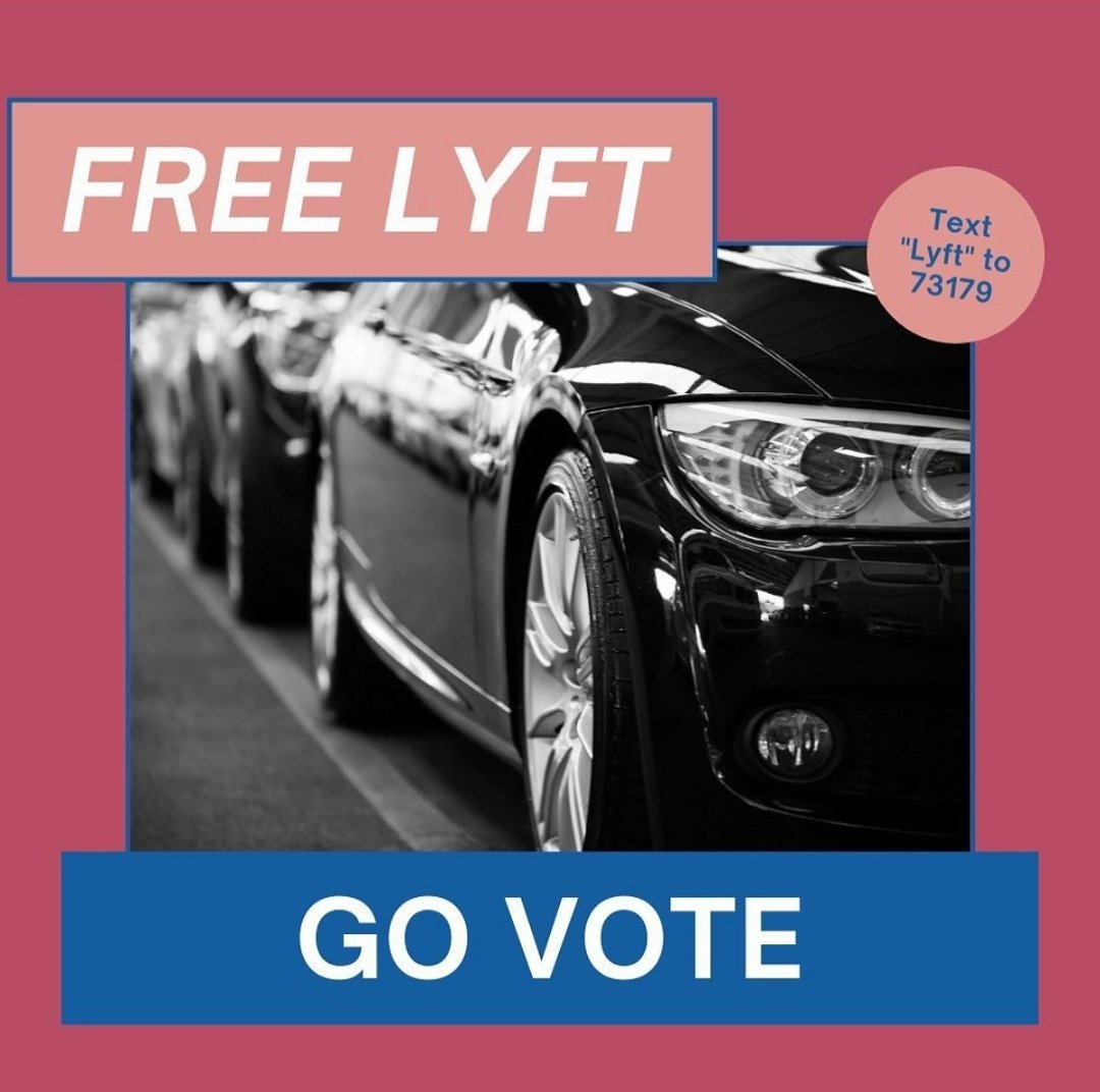 EqualityVotesMI's tweet photo. Free Lyft to the polls! Up to $25 value while supplies last. Text "lyft" to 73179. https://t.co/tJAxRxArmJ