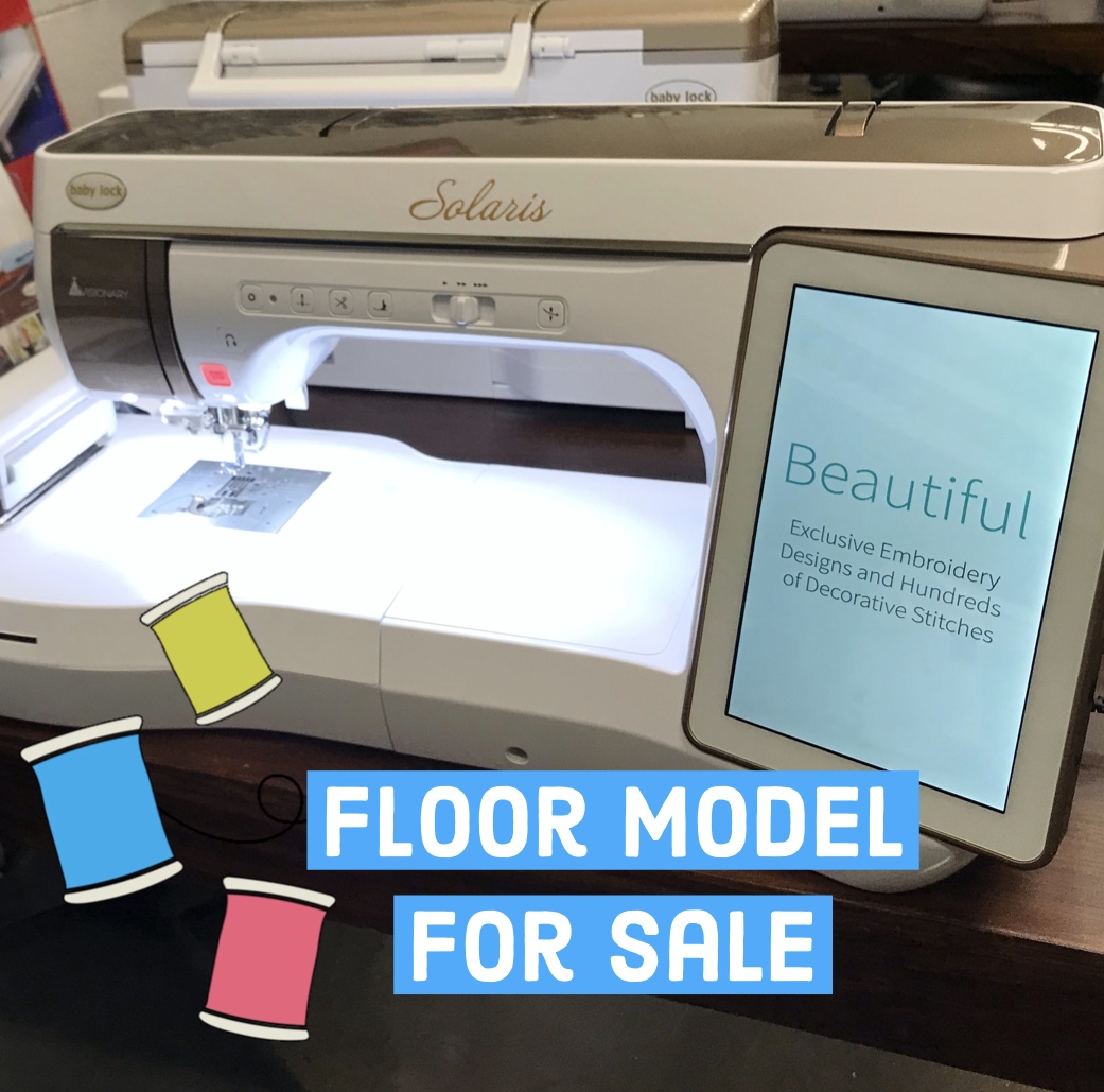 mrsewingmachine's tweet photo. We’re selling our  @babylock  Solaris floor model. This sewing &amp; embroidery machine has 13” creative space, IQ designer &amp; touchscreen. The IQ projector allows you to see your stitches directly on the fabric before you stitch. Call or come by the shop for pricing &amp; more info! https://t.co/6wrlYiq8iM