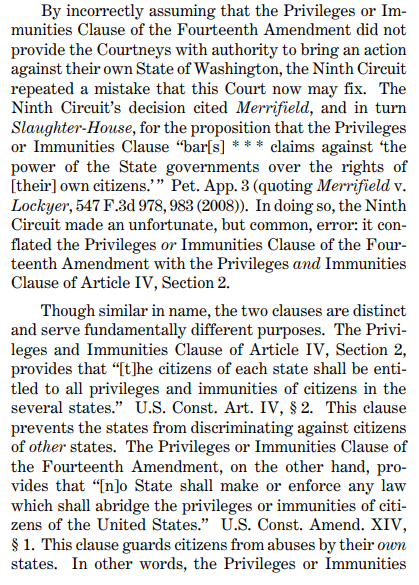 Also, we have some Privileges/Immunities Confusion here -- the Ninth Circuit mixed up the Privileges *or* Immunities Clause with the Privileges *and* Immunities Clause. Does somebody need to send the Ninth Circuit a pocket constitution? (Don't answer that.)