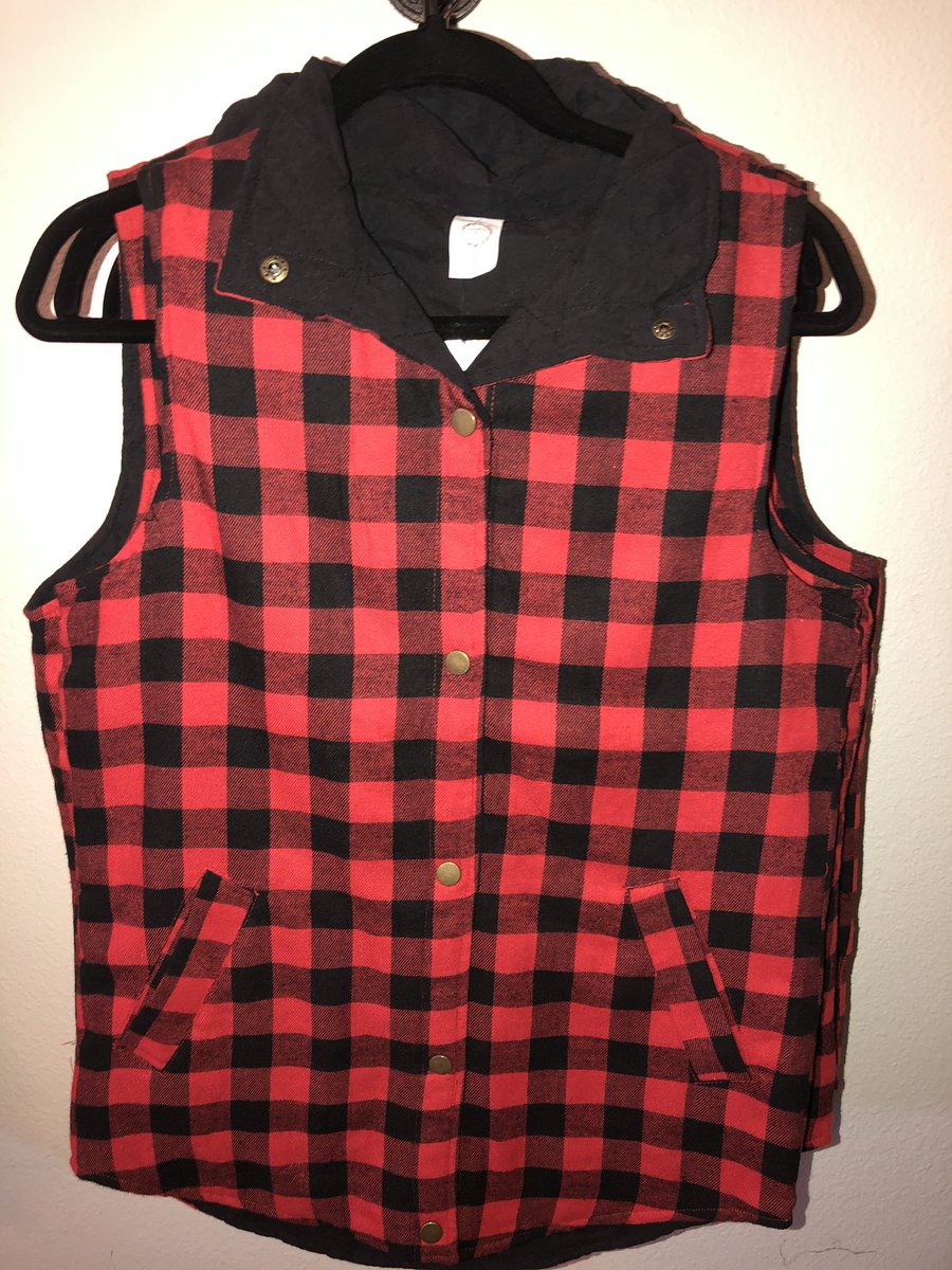 Buffalo plaid vest 
$36
(1) small, (4) mediums (2) large
