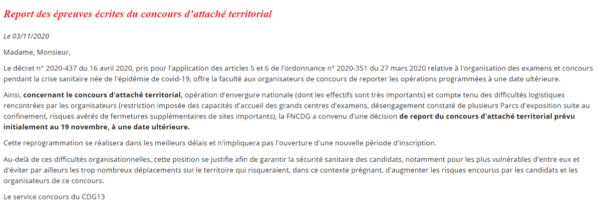 Bas_scordia's tweet photo. #FonctionPublique/#COVID19  : le concours d'attaché territorial reporté #FPTerr https://t.co/iTx87GHb06 https://t.co/2wgBpWoS3b