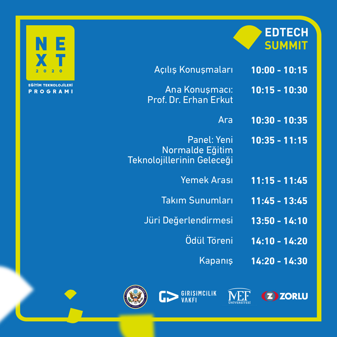 girvak's tweet photo. NEXT 2020 EdTech Summit'te eğitim teknolojilerinin geleceğini bu alanda önemli girişimciler ile tartışılacağımız panel, finale kalan takımların sunumları ve Prof. Dr. Erhan Erkut'un ilham konuşması olacak. Kaçırmayın! #NEXT2020 #Girvak https://t.co/CTWO1ApnCA https://t.co/pMGD7ZR1pR