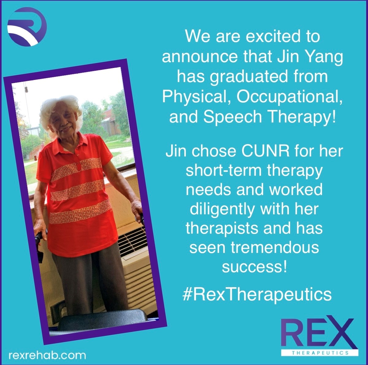 RexTherapeutics's tweet photo. Congratulations Jin!! #rextherapeutics #rehab #therapy https://t.co/Am7FIxrQp4