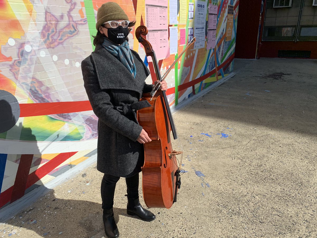 Cellist Carolina Diazgranados has been a musician for 19 years, and Election Day is an opportunity to “encourage change.” She’s a member of the Bismuth Quartet — @bismuthquartet on IG.