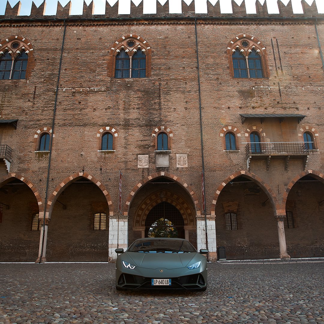 Lamborghini's tweet photo. Vincenzo Grillo and a stunning Lamborghini #HuracanEVO will lead us to the discovery of Lombardia, a region rich in landscapes and cool cities. Follow their journey in the new chapter of With Italy, For Italy.  
#Lamborghini #EveryDayAmplified #WithItalyForItaly #Lombardia https://t.co/pVHZos9iFf