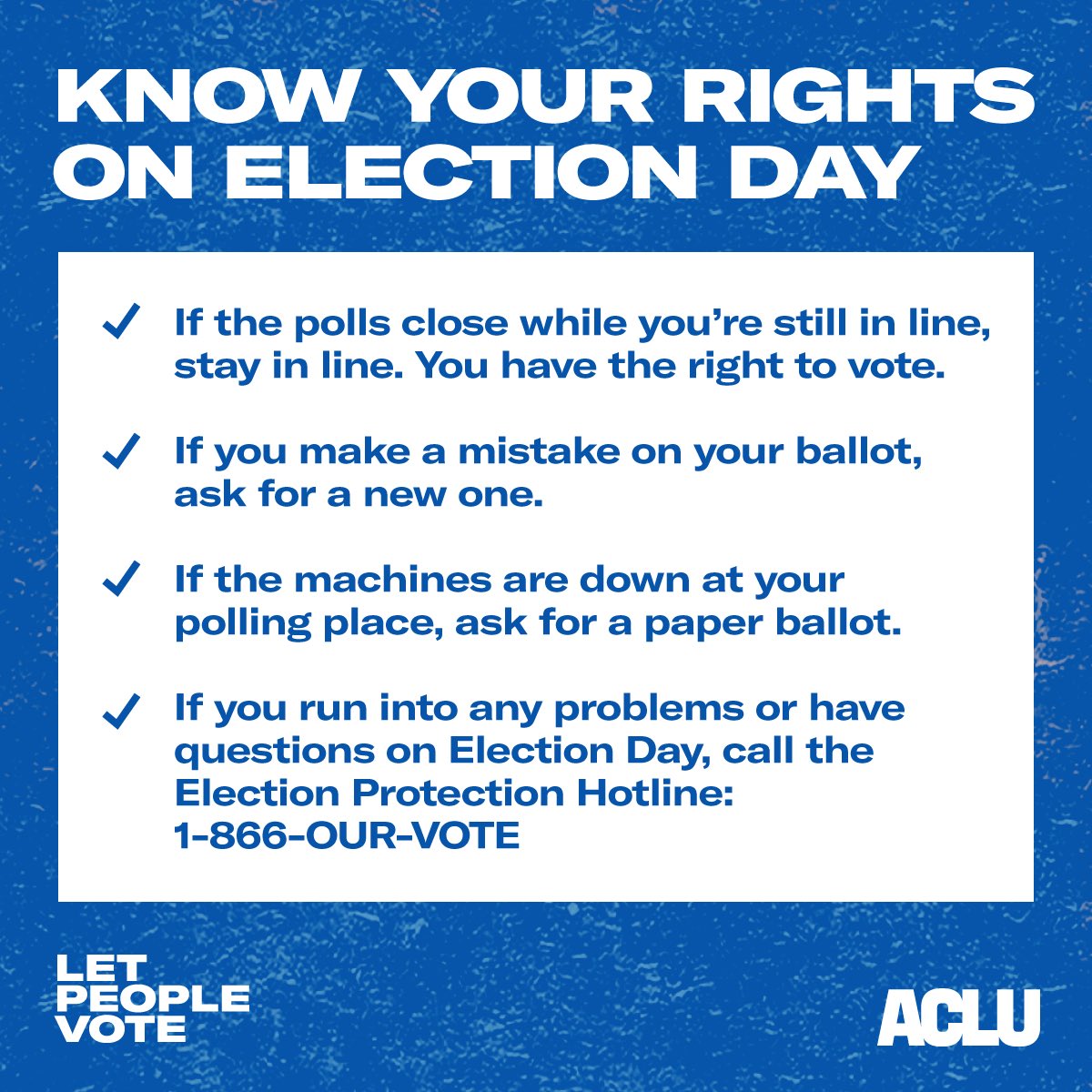 PadmaLakshmi's tweet photo. Know your rights! 💪🏿💪🏾💪🏽

• If the polls close while you're still in line, stay in line. You have the right to vote!

• If the machines are down, ask for a paper ballot

• Call 866-OUR-VOTE if you have any issues https://t.co/RnERZU7MNE