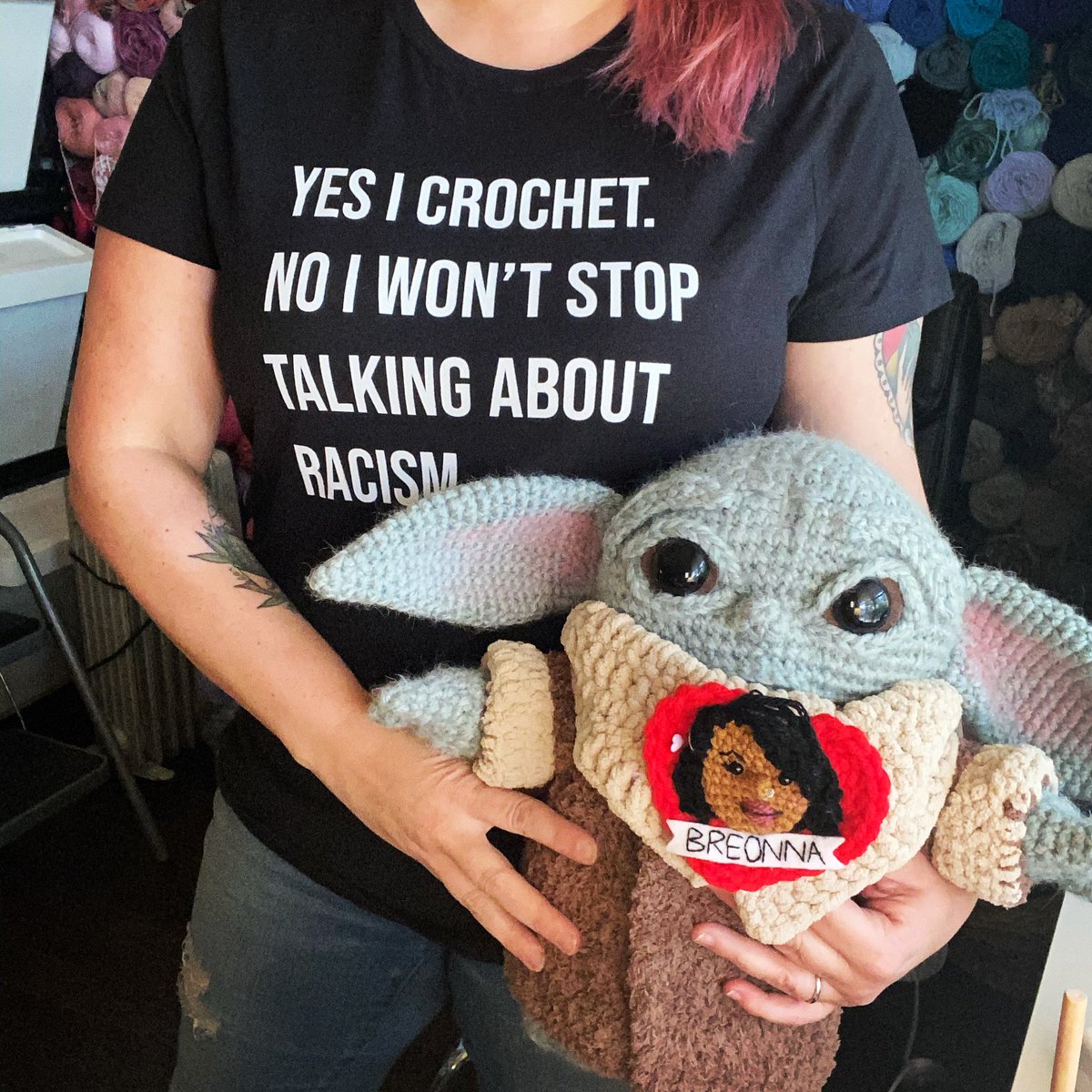 No matter what happens tonight. 
Thanks to my friend @Mister_Domestic for this shirt and if you haven’t already, go #vote ! #craftyiscool #amigurumi #crochet #crochetshirt #allisonhoffman #notforsale 👀