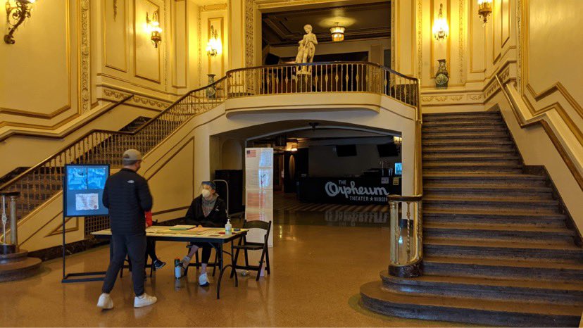 Check out the Orpheum Theater polling place right here in Madison, WI! Photo credit to  @mark_clear who’s serving as a poll worker there today.