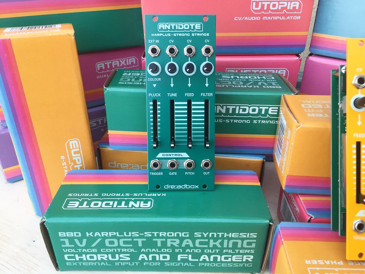 boutiquepedalny's tweet photo. お手頃価格なDreadbox Chromatic シリーズモジュラー⚡️新入荷・再入荷⚡️AnitidoteとEuphoriaを加えての８種類💫 
https://t.co/ogCGzU0rbq

#dreadbox #antidode #euphoria #dystopia #utopia #ataxia #eudemonia #hysteria #nostalgia #eurorack #modularsynths #ユーロラック #モジュラーシンセ https://t.co/GGJzCmHy1W