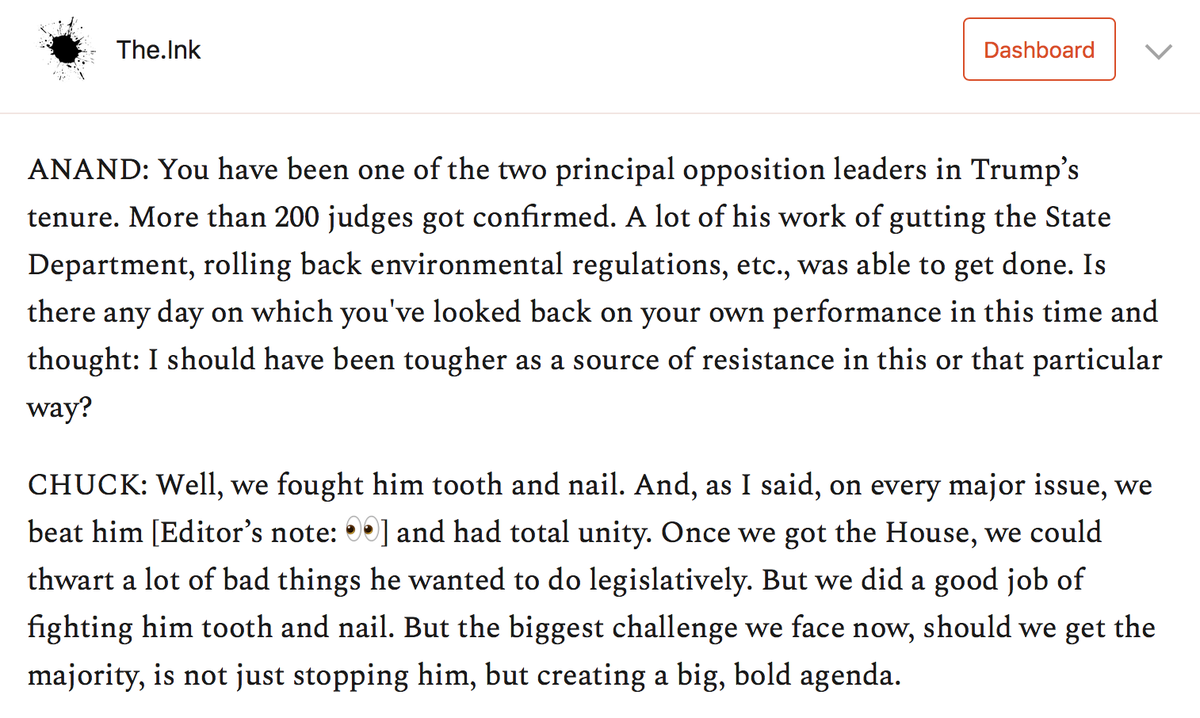 Does Schumer bear any blame for Trump packing the judiciary so effectively? Well, he doesn't think so. A lot of others sure do. https://the.ink/p/schumer&nbsp;