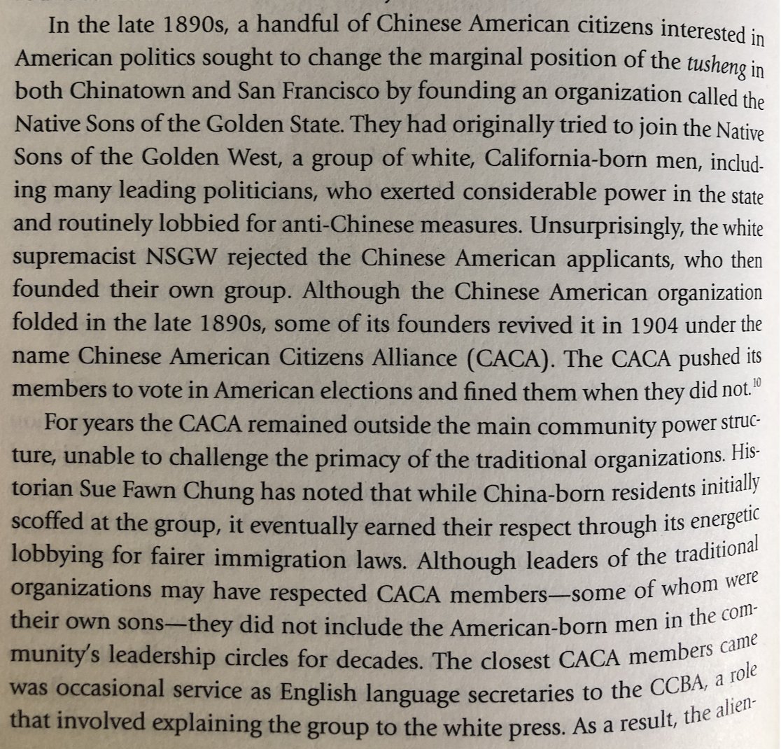 The unfortunately-acronymed CACApeer-pressured its members into voting! Pre-WWII, CACA leaned Republican as  #twitterstorian  @BrooksProf explains in her monumental book BETWEEN MAO + MCCARTHY (U Chicago Press, 2015)  https://press.uchicago.edu/ucp/books/book/chicago/B/bo19085338.html