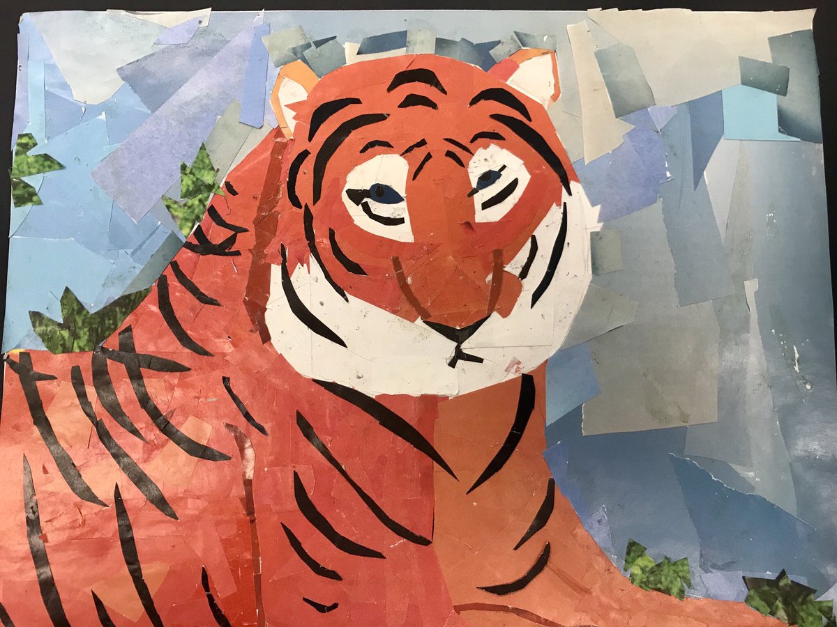 GBlakeSMSArt's tweet photo. #SMSArt A couple more examples of the 7th grade collages. Did the project as I was unsure what supplies students may have on hand, figured everybody has catalogs to rip. Wrong! Butterfly is made out of post-it notes. Amazing. https://t.co/3tuxjM6wUs