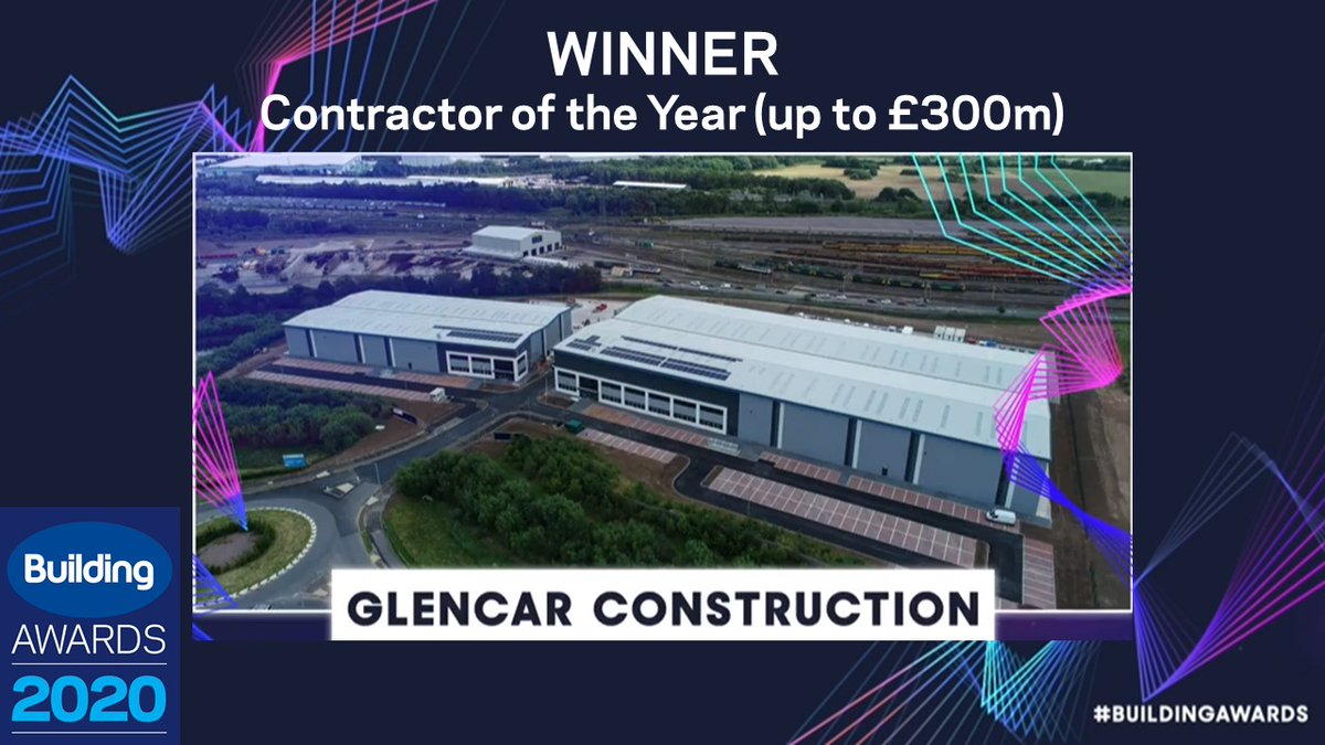 Who has been awarded the Contractor of the Year prize? Well done to <a href="/GlencarTweets/">Glencar</a> who has won this year. And thank you to @HRS_biometrics who have sponsored this category #buildingawards