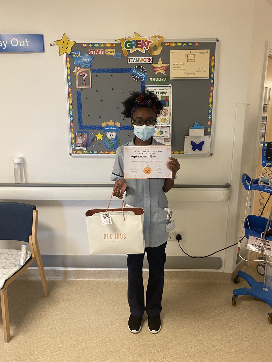 #halloweenweek #winner of #bustthoseghouls &amp; #spookyhalloweenquiz #welldone to one of our team on #t08 #tgr8 #infectiousdiseaseward #joyatwork #nhs #uclh 🌈🎃👻