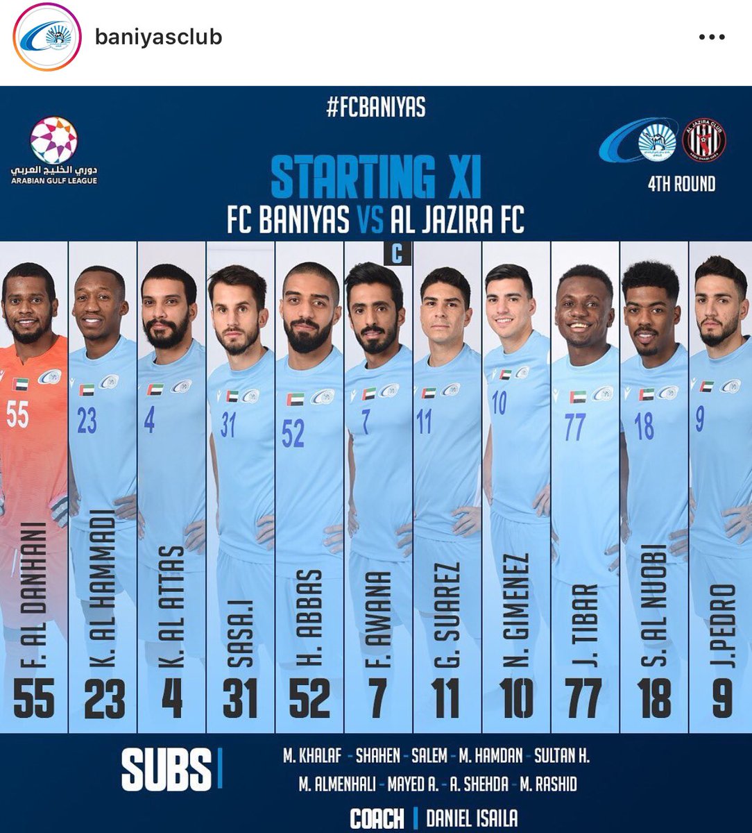 Our Client John Tibar <a href="/John7Tibar/">Tibar john7</a> starts for <a href="/Baniyasclub_en/">Baniyas Club EN</a> today vs Al Jazira Fc #ShadakaSports #SpocsRocks <a href="/ibrinho26/">ibra</a> <a href="/shaffihdauda1/">Shaffih  Dauda</a>