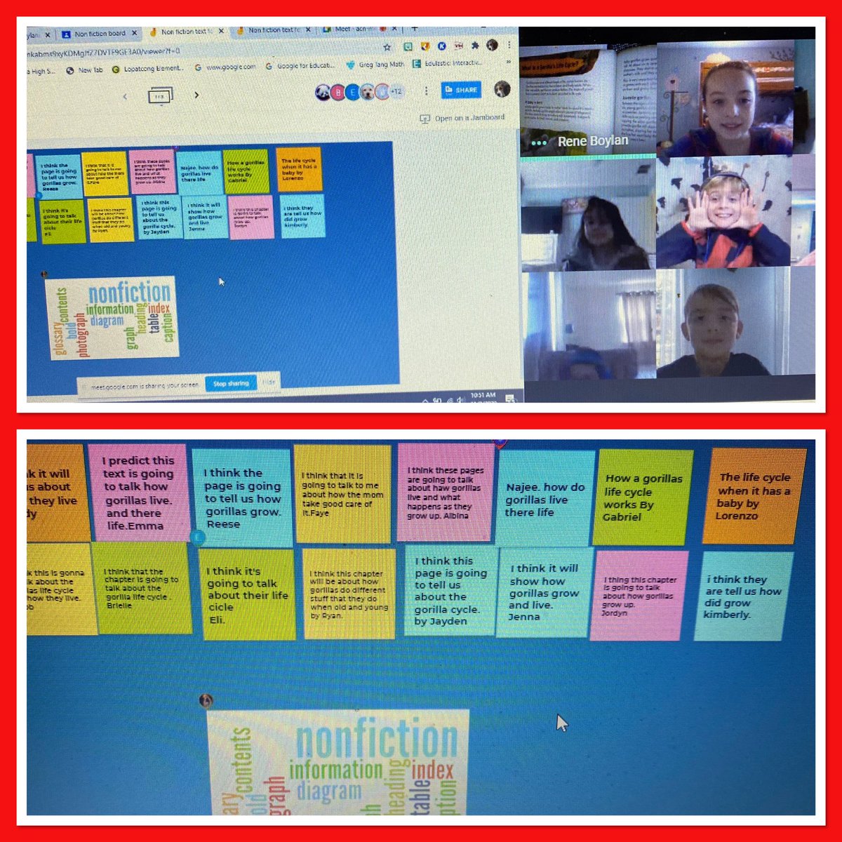 BoylanGrade3's tweet image. Using Jam board to post our thoughts on non fiction #technologyatwork