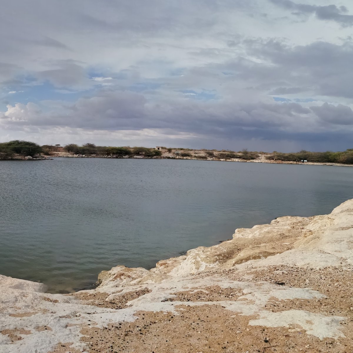 Lake Yahud. Named after the Jewish contractor who did the constructed the Wajir airport, they mined materials here and left the pit which filled up with water to form the lake in the 1970s, it never dries up. Split pano image 