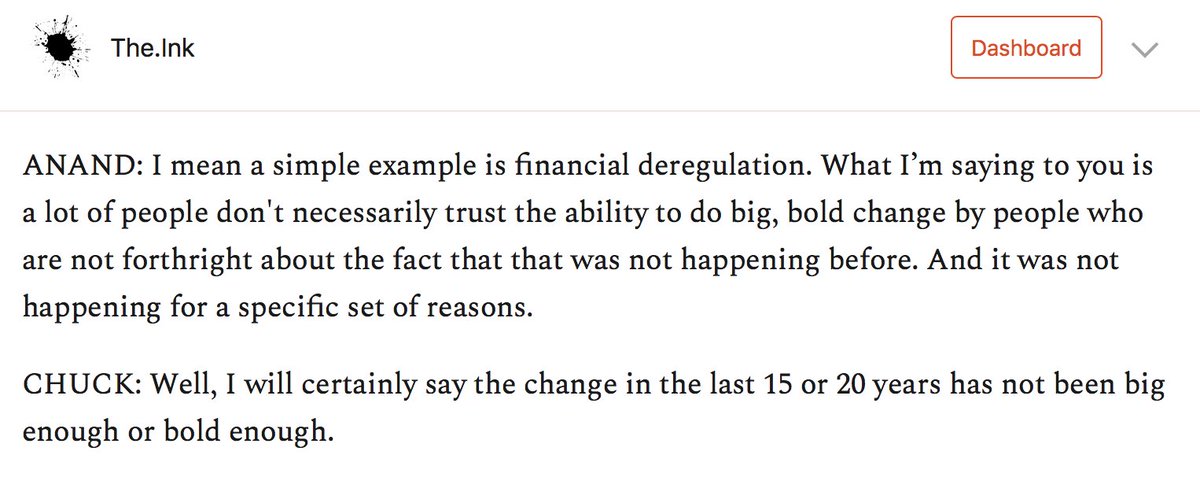 To me, it comes down to this.The Democrats could have a historic chance to change things. But that change will require a recognition of where they fell short in the past.Can people trust you to break with the past if you're not forthright about your role in it?