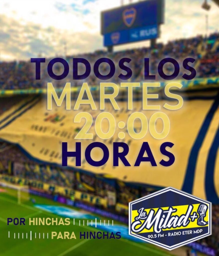 LaMitadMas1_Mdq's tweet photo. Hoy tenemos un nuevo #LaMitadMás1Radio 🎧, de 20 a 21hs y como todos los Martes por @radioetermdp 90.5FM 💙💛💙

Seguimos armando el equipo ideal de nuestra historia. ¡Hoy elegís tu nro 6! 
Podes participar con tu msj al 2236938947 y entras en un gran sorteo! https://t.co/sfYa4r7l8z