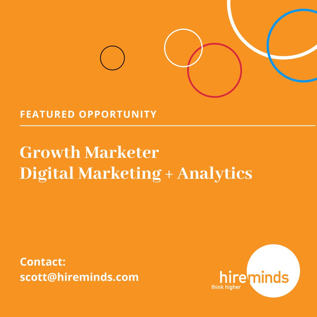 Boston consumer e-commerce company hiring a Growth Marketer to propel its growth.  Own paid search, social, and digital marketing campaigns. Data-driven company and looking for you to instill that mindset in others. tinyurl.com/yxlc87ny.  scott@hireminds.com