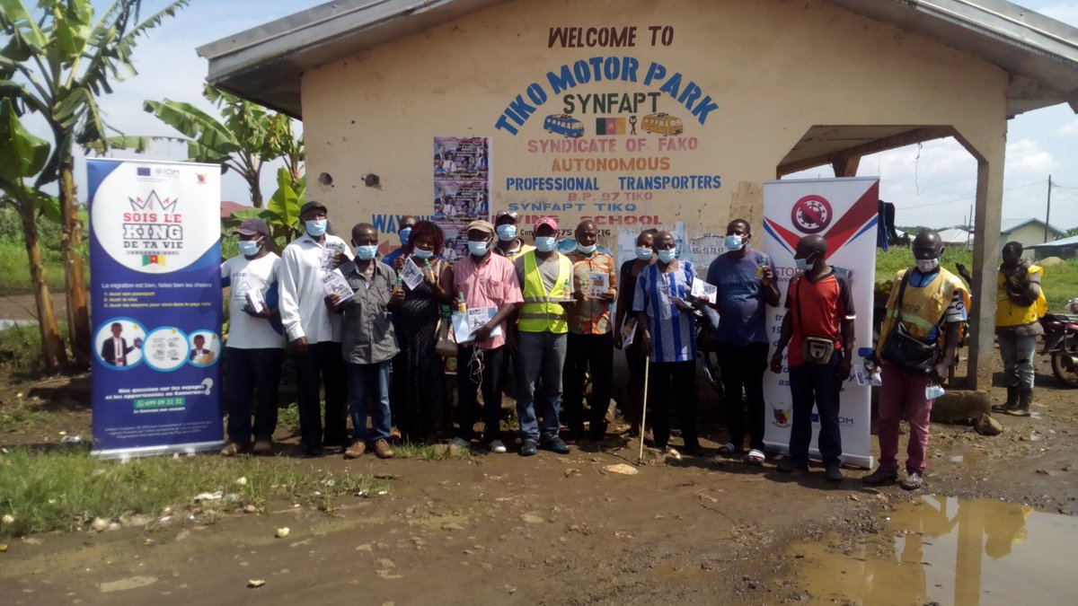 JonasNSEGBE's tweet photo. Today at TIKO Motor Park, in south west region of Cameroon,
we sensitize 21 transporters and others actor of this transport area about the risk of illegal #migration and psychosocial help in COVID-19 desease.
#AfricaTrustFund #EuropeAid #OIM #UE #ARECC https://t.co/ZUiu29PAfi