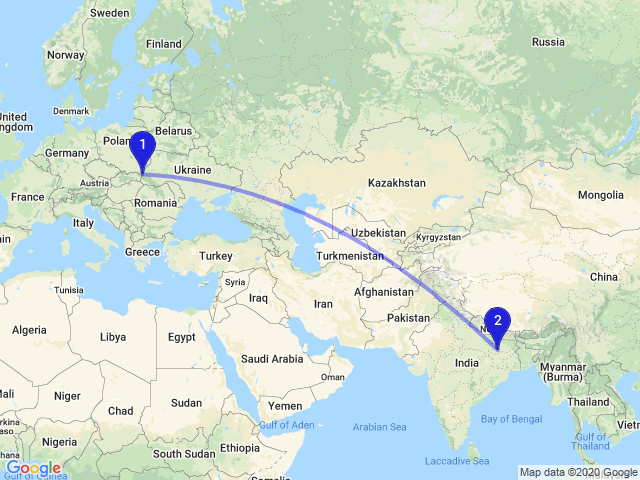 RandomDistance's tweet photo. The distance between Olchowiec, Poland and Makhdumpur, Bihar, India is 5952km #Maps #GIS #Earth https://t.co/CeOLtyMi9s
