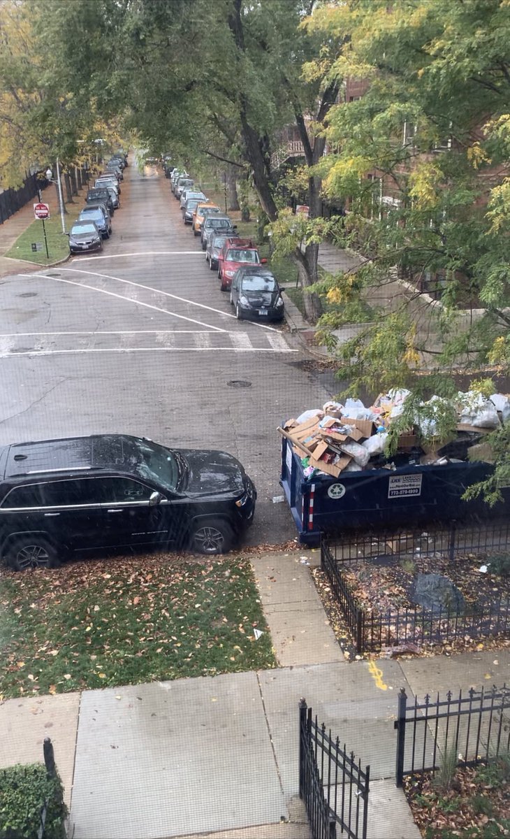 Heading out the door to go do voter protection today, my little eye spied the dumpster that has been sitting outside of my apartment building since 2016 — like a semi-permanent reminder of the state of the world — and I thought, “Not today, potential dumpster fire. Not today.”