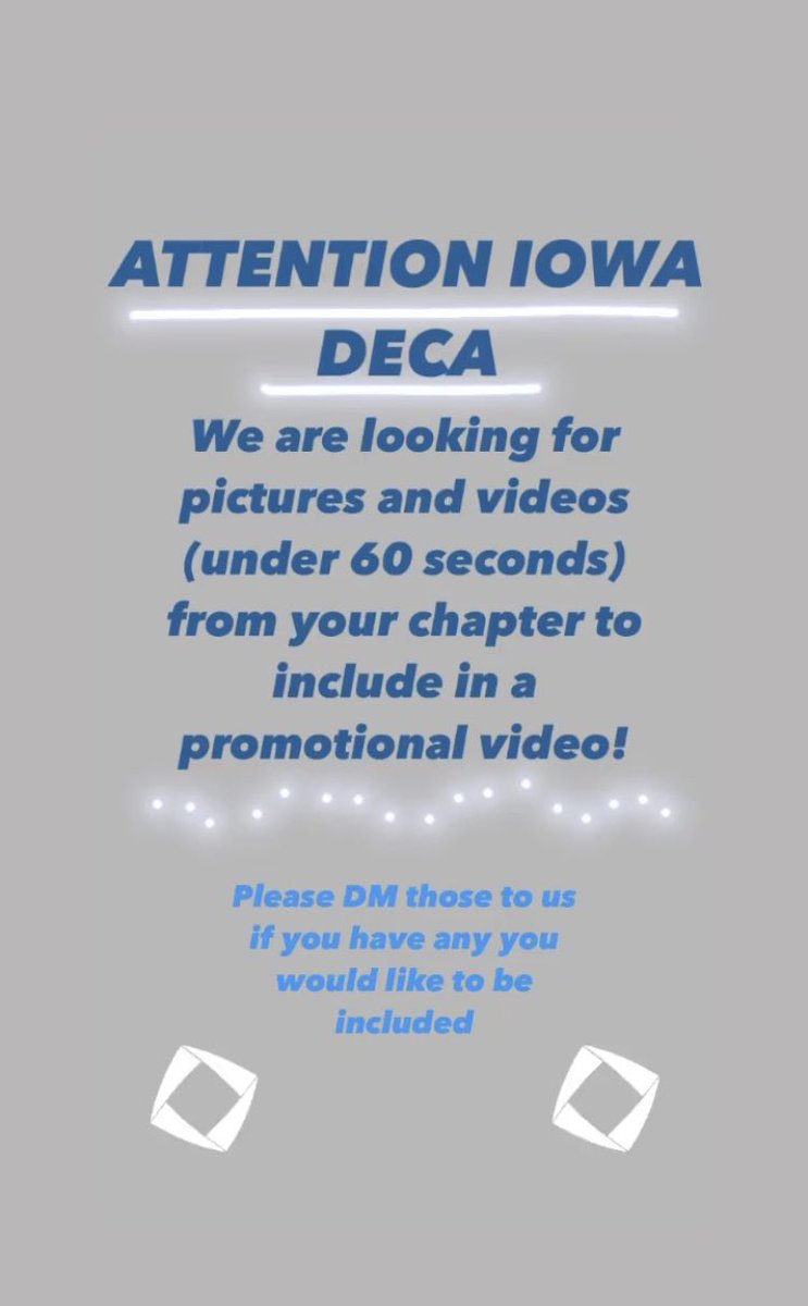 🛑ATTENTION IOWA DECA!!🛑Make sure you send us any of those if you have any! You could have a shot to be in the video! #iowa