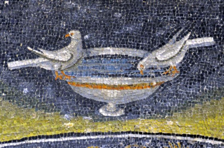 Here’s a detail from a Byzantine mosaic. Something about the little fiddly nature of mosaics makes me feel soothed. I like imagining someone piecing this together.