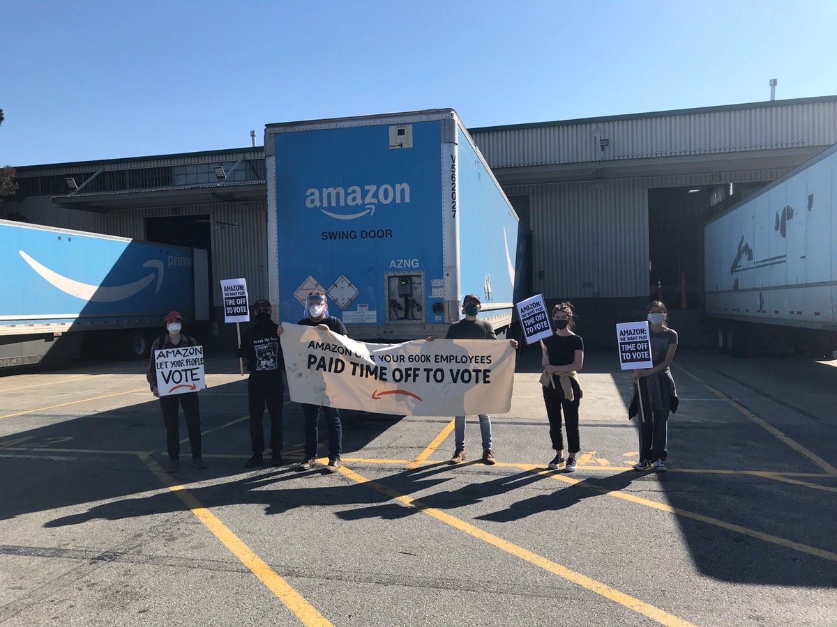 Thank you @XR_NYC @350_seattle @sunrisebayarea @350NH and many more for standing with Amazon workers this weekend. Make sure to follow these accounts for more inspirational climate justice action!