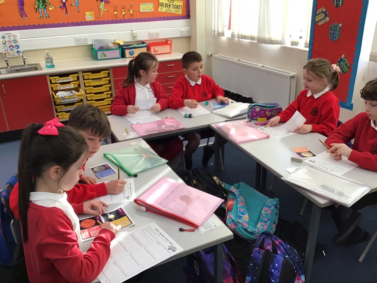 MrsP_STMB's tweet photo. P3/4 got off to a bang learning about our new topic, Space!We identified and ordered the planets in our Solar System, discovered the differences between a planet, star and moon and worked collaboratively to explore the properties of the eight planets. #worktogetherlearntogether https://t.co/ukIja5oV3s