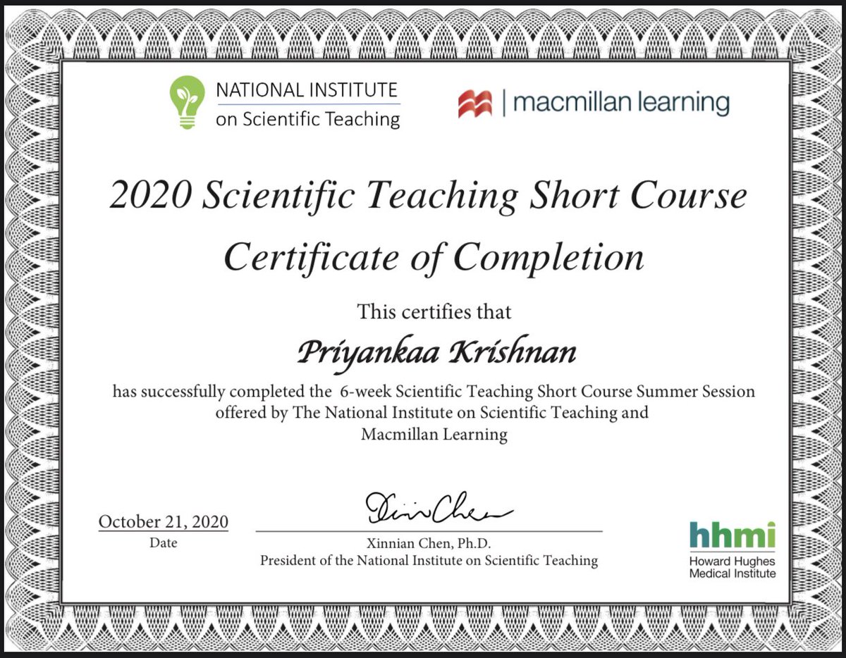 prikrishiyer's tweet image. Just completed a short course in #scientificteaching