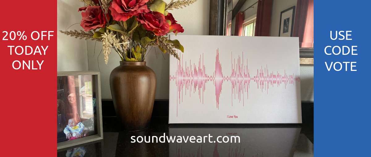 20% off today only. Use code: VOTE soundwaveart.com #soundwaveart #soundwavejewelry #holidaygifts #love #art #vote