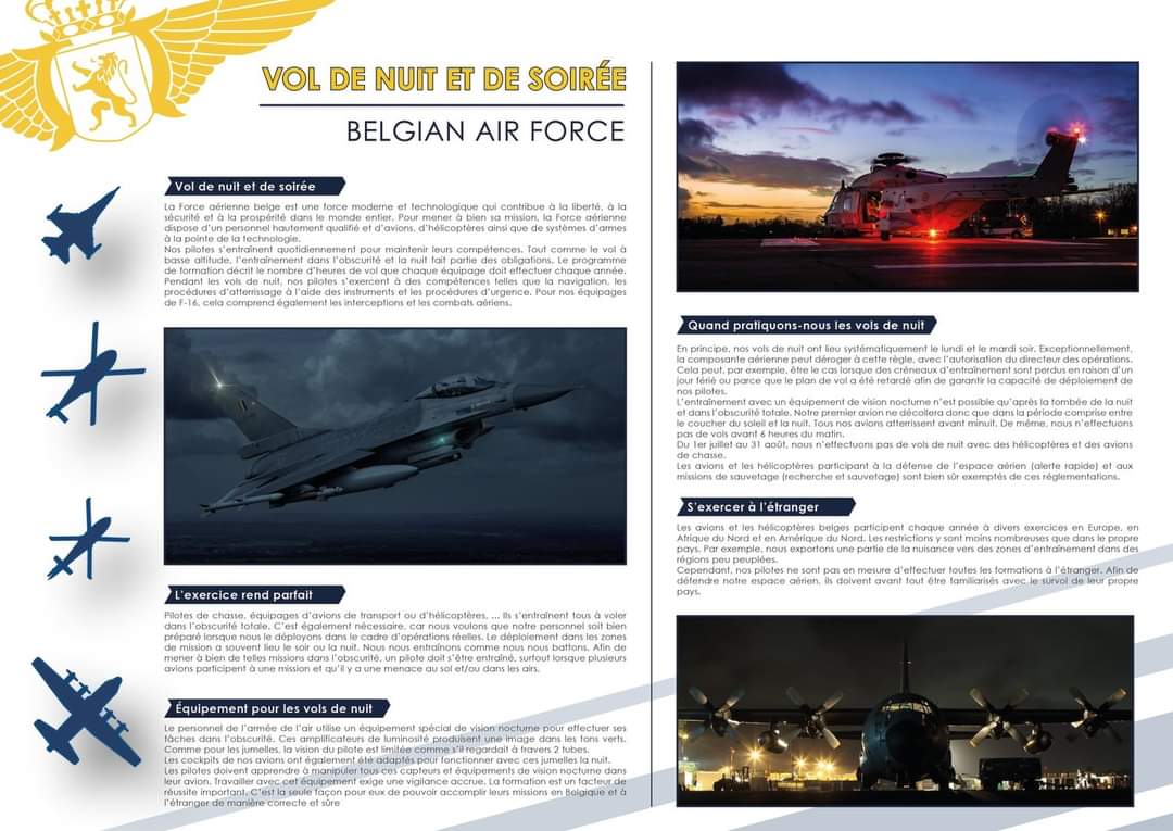 Deze week uitzonderlijk nachtvluchten op dinsdag en woensdag. Maar waarom trainen we deze nachtvluchten? Info hieronder.

Exceptionnellement, des vols de nuit sont effectués cette semaine les mardis et mercredis. Mais pourquoi pratiquons-nous les vols de nuit ? Info ci-dessous.