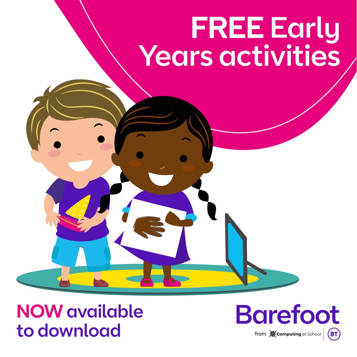 Neil_comms's tweet photo. Part of #SkillsForTomorrow @BarefootComp from BT &amp; @CompAtSch have just launched free activities for Early Years pupils. There are even some for parents to try at home! Share today and help build the skills children need to make the most of life in the digital world https://t.co/SP4jXyGFEu