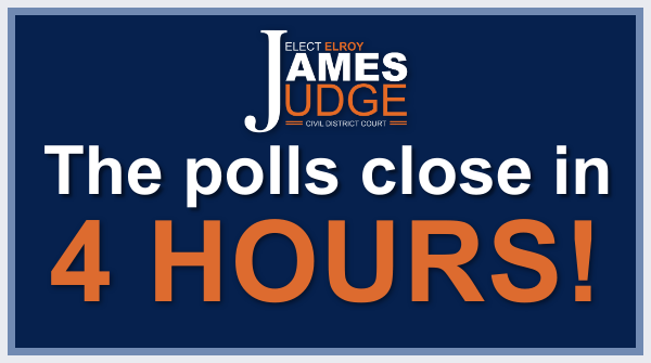 ElectElroyJames's tweet photo. It's late afternoon on Election Day! Have you voted? Link up with a neighbor and go vote! Find your polling location at https://t.co/d8N38X2orq. #NOLA #NewOrleans #NOLAJudge #VOTE #Vote2020 #VoteNOLA #ElectionDay2020 #ElecionDay https://t.co/C2ukUz5qFh